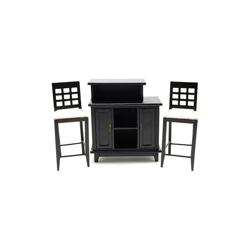 Black Bar with 2 Chairs