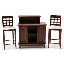 Walnut Bar with 2 Chairs