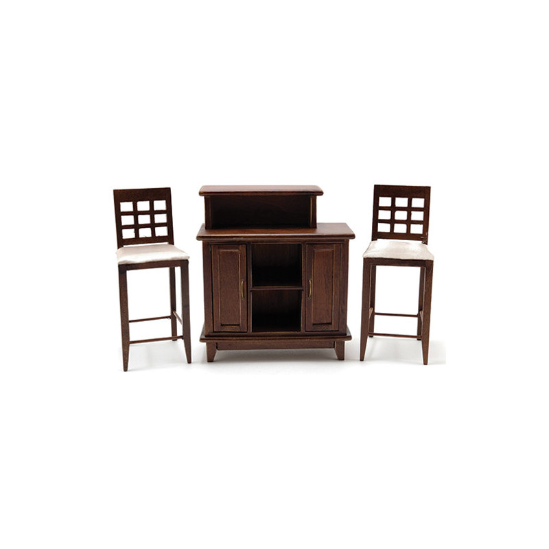 Walnut Bar with 2 Chairs
