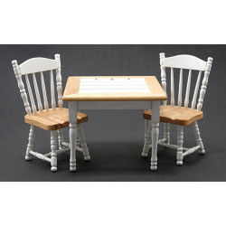Oak/White Table with 2 Chairs