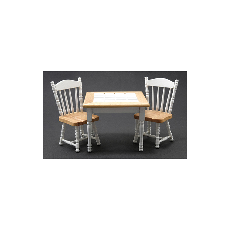 Oak/White Table with 2 Chairs