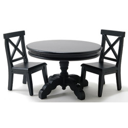 Black Pedestal Table with 2 Chairs