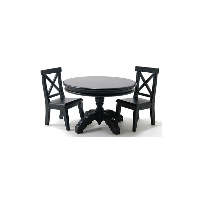Black Pedestal Table with 2 Chairs