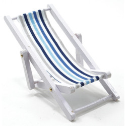 Beach Chair, Blue/White Fabric,