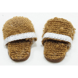 Men's Slippers, Brown with White
