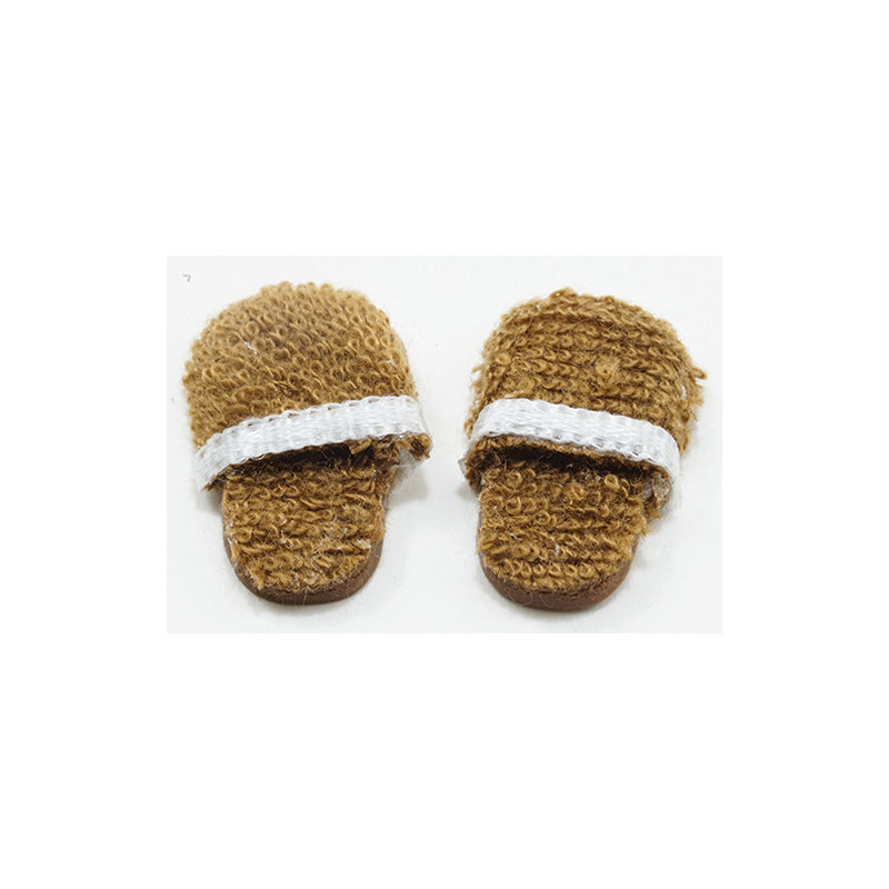 Men's Slippers, Brown with White