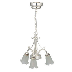 LED Silver 3-Arm Down Tulip Chandelier