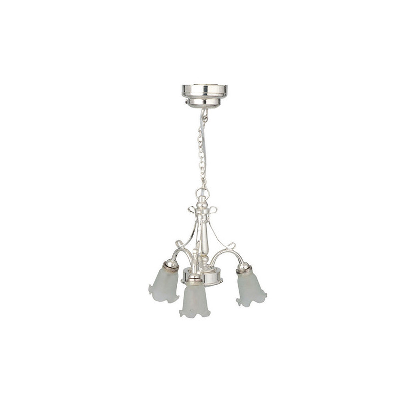 LED Silver 3-Arm Down Tulip Chandelier