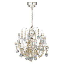 LED Silver 6-Arm Crystal Chandelier