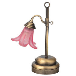 LED Antique Gold Table Lamp with Pink Shade