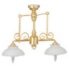 2-Arm Ornate Chandelier White Shades