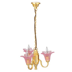 3-Arm Up Pink Tulip Chandelier