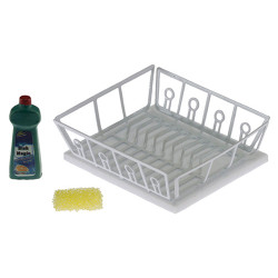 Dish Drainer w/Sponge & Detergent, Assorted, 1 Set