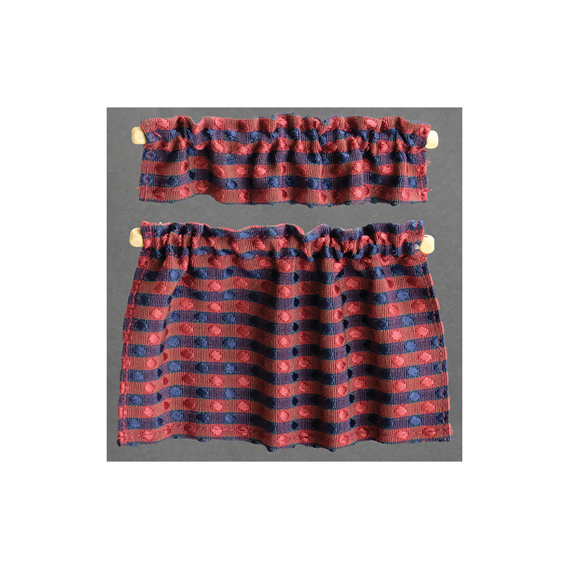 Cafe Curtains Red & Blue