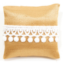 Pillow, Gold with White Lace Tassel