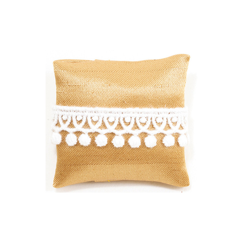 Pillow, Gold with White Lace Tassel