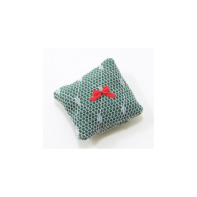 Pillow, Lace Over Green Fabric