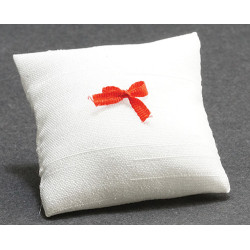Pillow, White With Red Bow