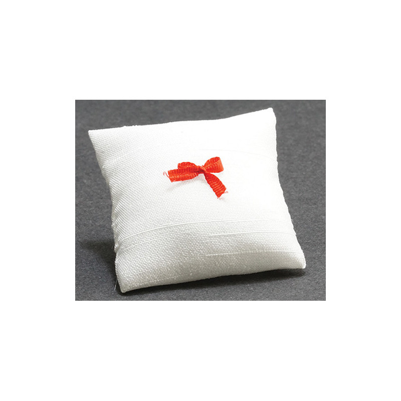 Pillow, White With Red Bow