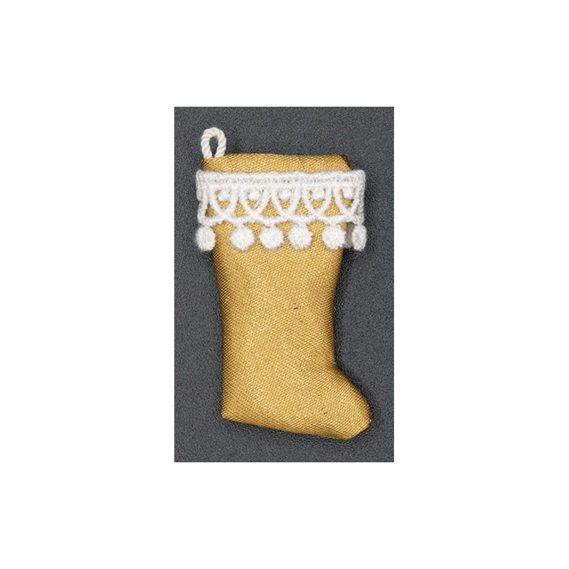 Stocking, Gold With White Lace Tassel