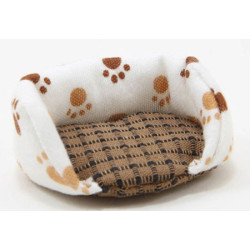Dog Bed, Small, Paw Print With Checker Pattern Print