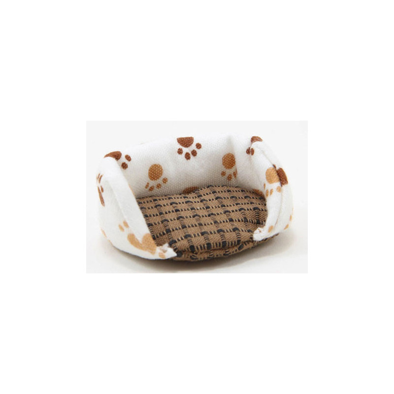 Dog Bed, Small, Paw Print With Checker Pattern Print