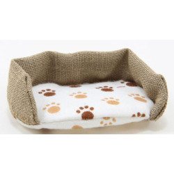Dog Bed, Large, Paw Print With Burlap Fabric