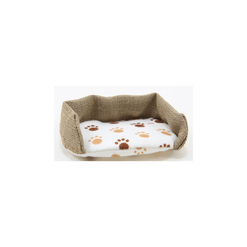 Dog Bed, Large, Paw Print With Burlap Fabric