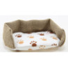 Dog Bed, Large, Paw Print With Burlap Fabric