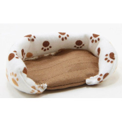Dog Bed, Large, Paw Print With Brown Fabric