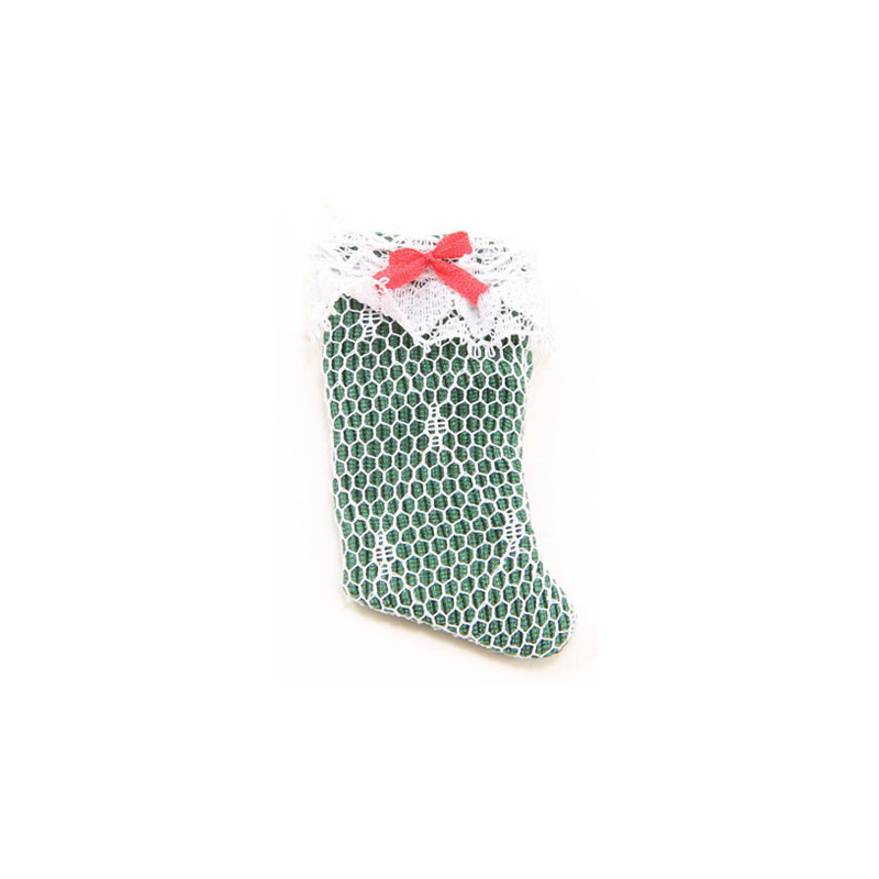 Stocking, Lace over Green Fabric