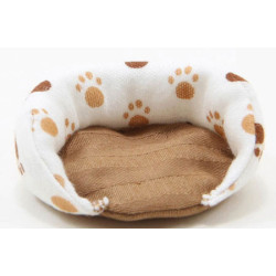 Dog Bed, Small, Paw Print with Brown Fabric