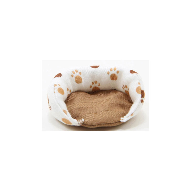 Dog Bed, Small, Paw Print with Brown Fabric