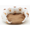 Dog Bed, Small, Paw Print with Brown Fabric