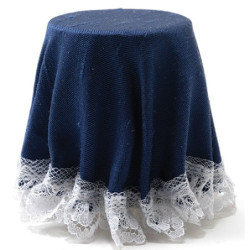 Skirted Table: Navy Blue with Lace Trim