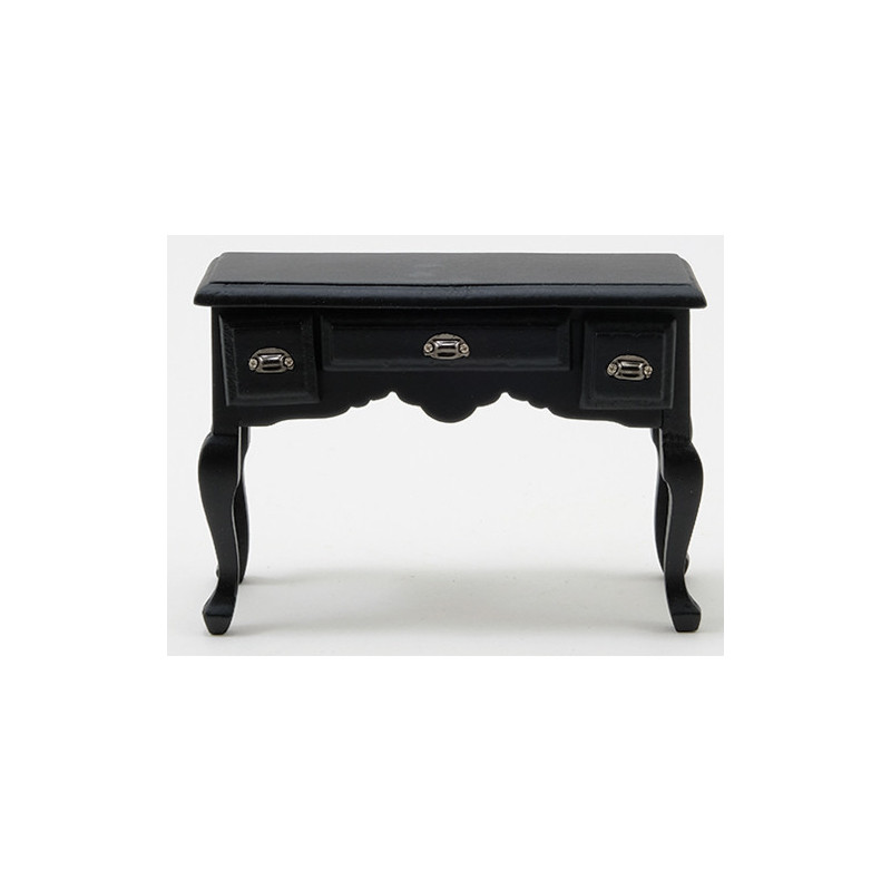 Desk, Black With Pewter Hardware