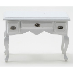 Desk, White With Pewter Hardware