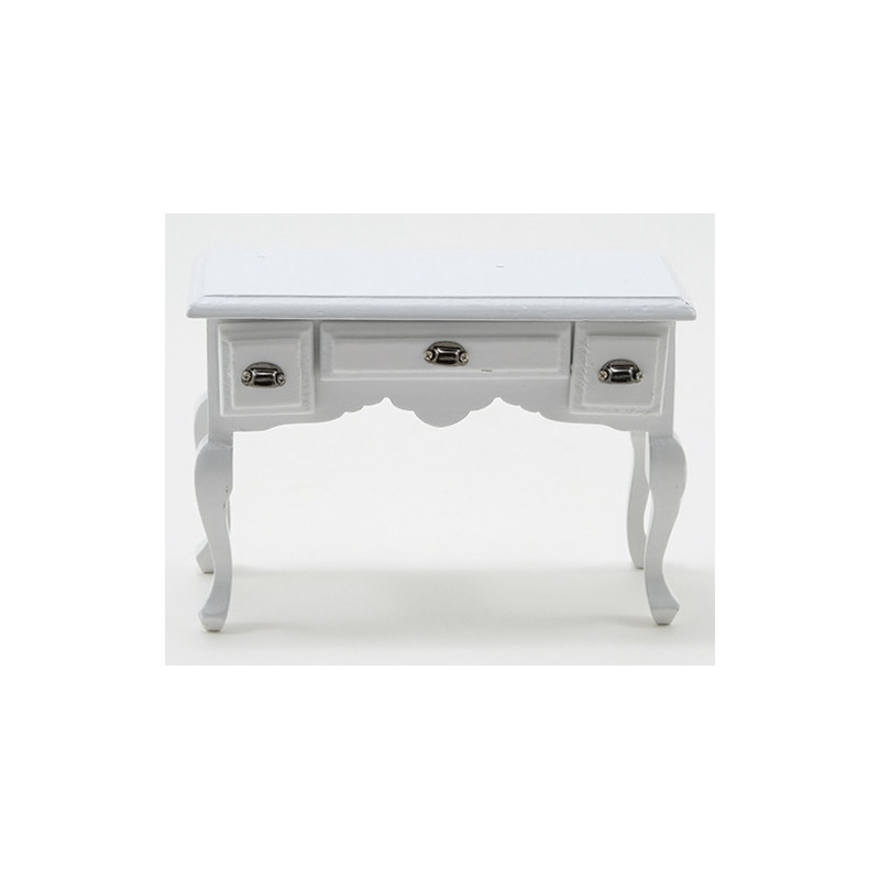 Desk, White With Pewter Hardware