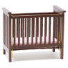 Slatted Nursery Crib, Walnut with Pink Fabric
