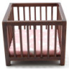 Slatted Play Pen, Walnut with Pink Fabric
