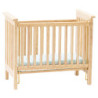 Slatted Nursery Crib, Oak with Blue Pattern Fabric