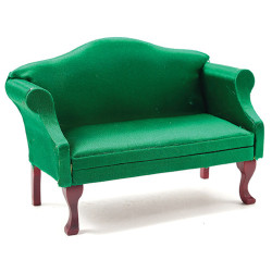 Sofa, Mahogany with Emerald Green Fabric