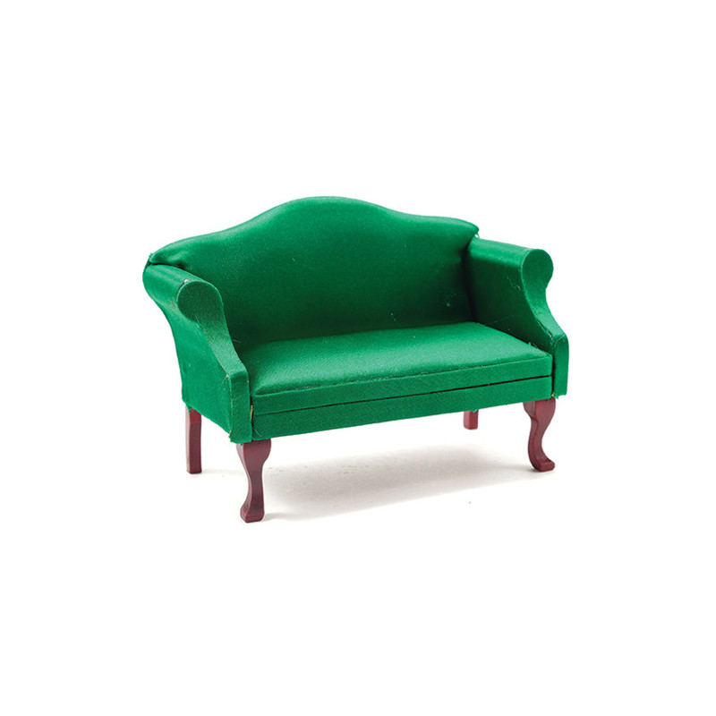 Sofa, Mahogany with Emerald Green Fabric