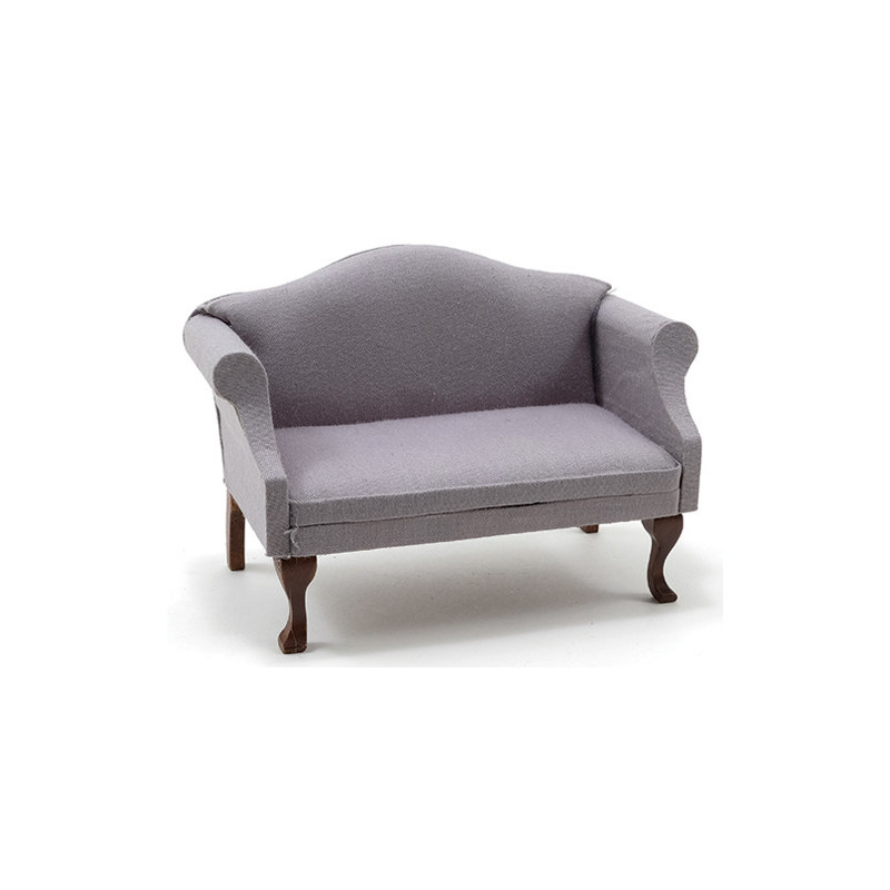 Sofa, Walnut with Gray Fabric
