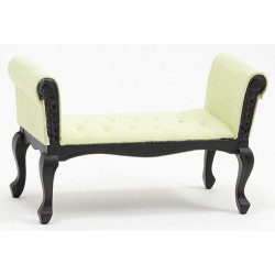 Settee, Black With Green Fabric