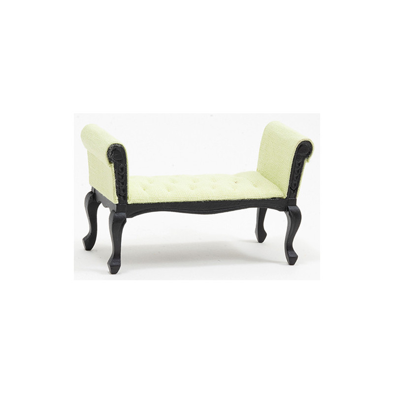 Settee, Black With Green Fabric