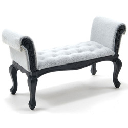 Settee, Black With Gray Fabric