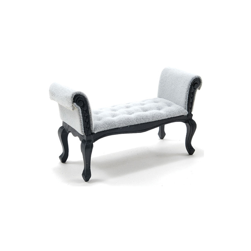 Settee, Black With Gray Fabric