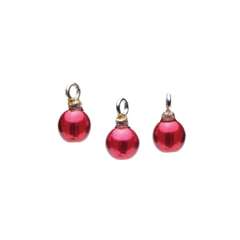 Red Pearl Ornaments, 3pc