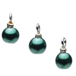 Green Pearl Ornaments, 3pc